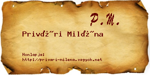 Privári Miléna névjegykártya